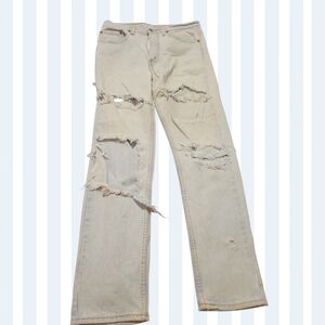 ​Vtg 1993 Levis 505 Light Wash Jeans32x30Made in USA Thrashed Grunge Distressed